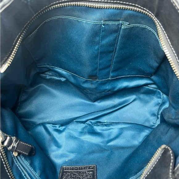 Coach Navy Pleated Shoulder Bag - Picture 3 of 5